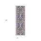 12' Blue And Ivory Oriental Runner Rug