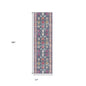 12' Blue And Ivory Oriental Runner Rug