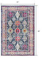 2' X 5' Blue and Ivory Oriental Area Rug