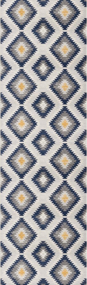 2' X 4' Blue Ikat Kilim Area Rug
