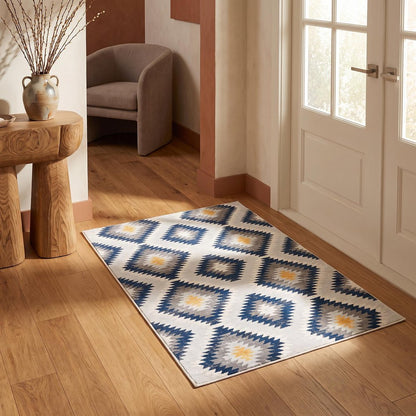 8' X 10' Blue Ikat Kilim Area Rug