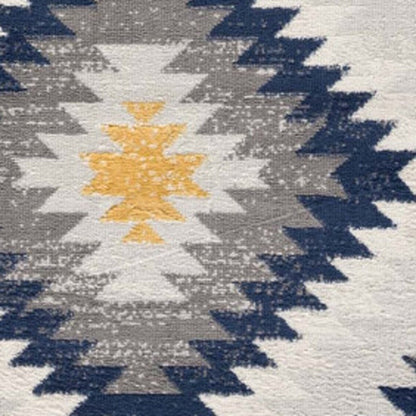 2' X 6' Blue Ikat Kilim Area Rug