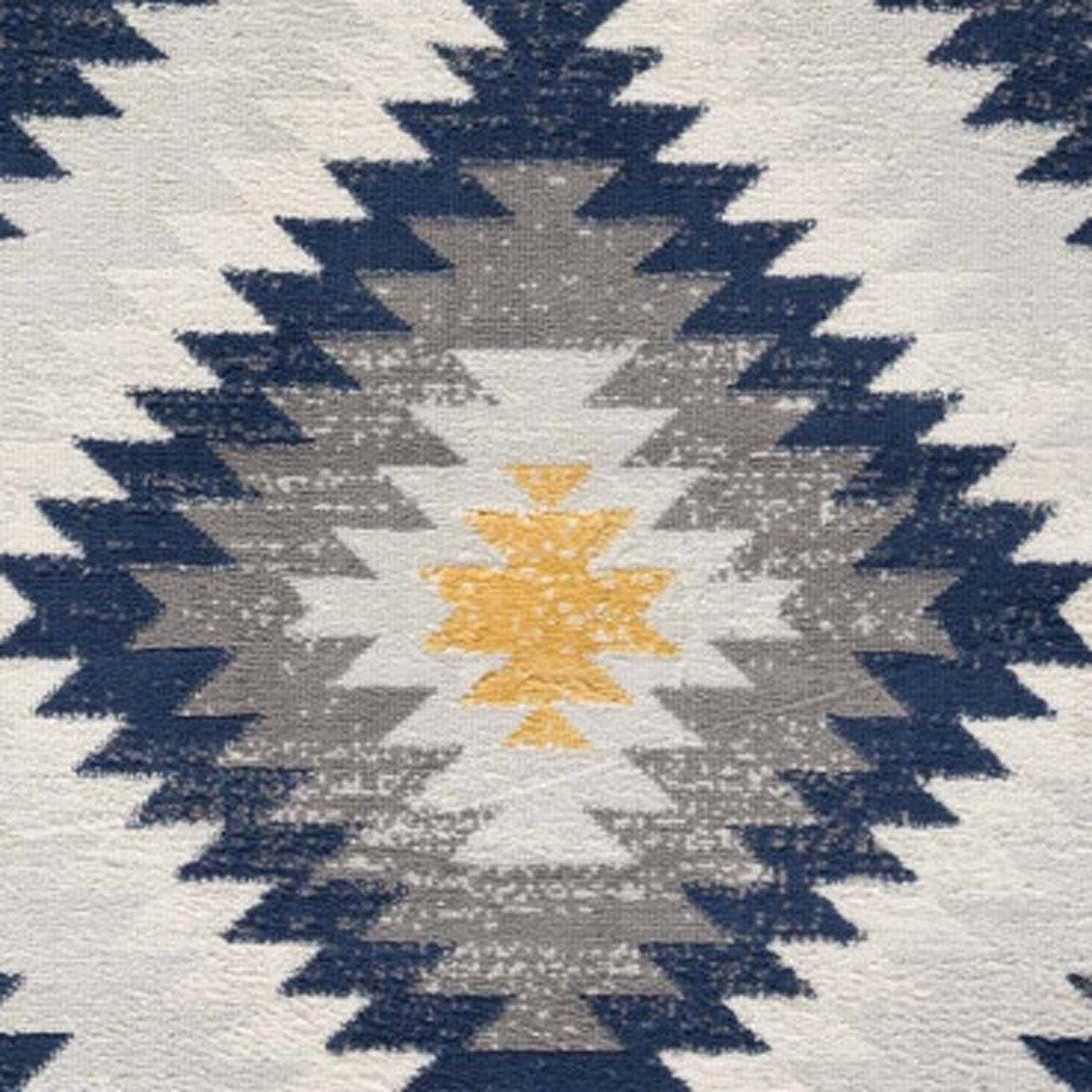 2' X 6' Blue Ikat Kilim Area Rug