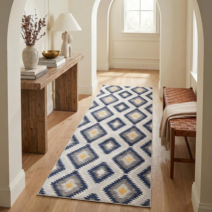 8' X 10' Blue Ikat Kilim Area Rug