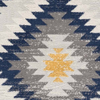 2' X 5' Blue Ikat Kilim Area Rug