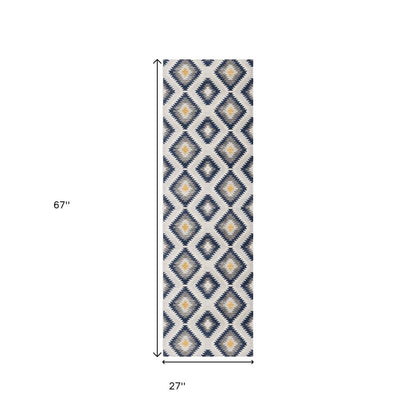 8' X 10' Blue Ikat Kilim Area Rug