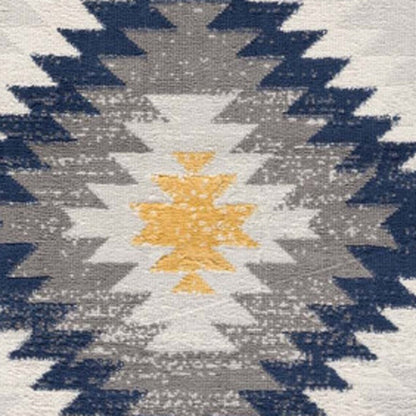 2' X 5' Blue Ikat Kilim Area Rug