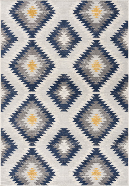 2' X 5' Blue Ikat Kilim Area Rug