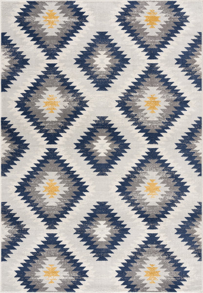 2' X 5' Blue Ikat Kilim Area Rug