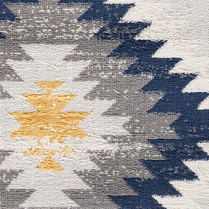 2' X 5' Blue Ikat Kilim Area Rug