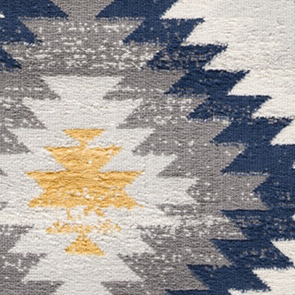 2' X 5' Blue Ikat Kilim Area Rug