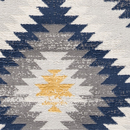 2' X 5' Blue Ikat Kilim Area Rug