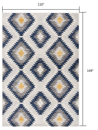 2' X 5' Blue Ikat Kilim Area Rug