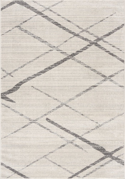 12' X 18' Gray Geometric Washable Non Skid Area Rug