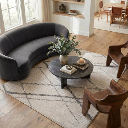 12' X 18' Gray Geometric Washable Non Skid Area Rug