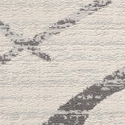 12' X 18' Gray Geometric Washable Non Skid Area Rug