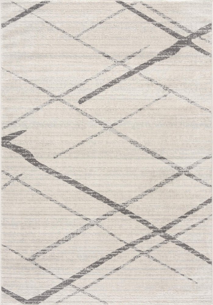 12' X 18' Gray Geometric Washable Non Skid Area Rug