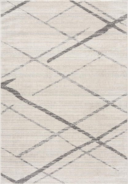 12' X 18' Gray Geometric Washable Non Skid Area Rug