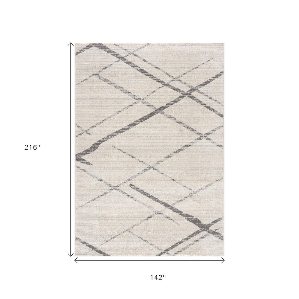 12' X 18' Gray Geometric Washable Non Skid Area Rug