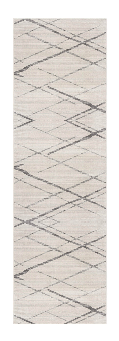 2' X 4' Gray and Ivory Geometric Area Rug