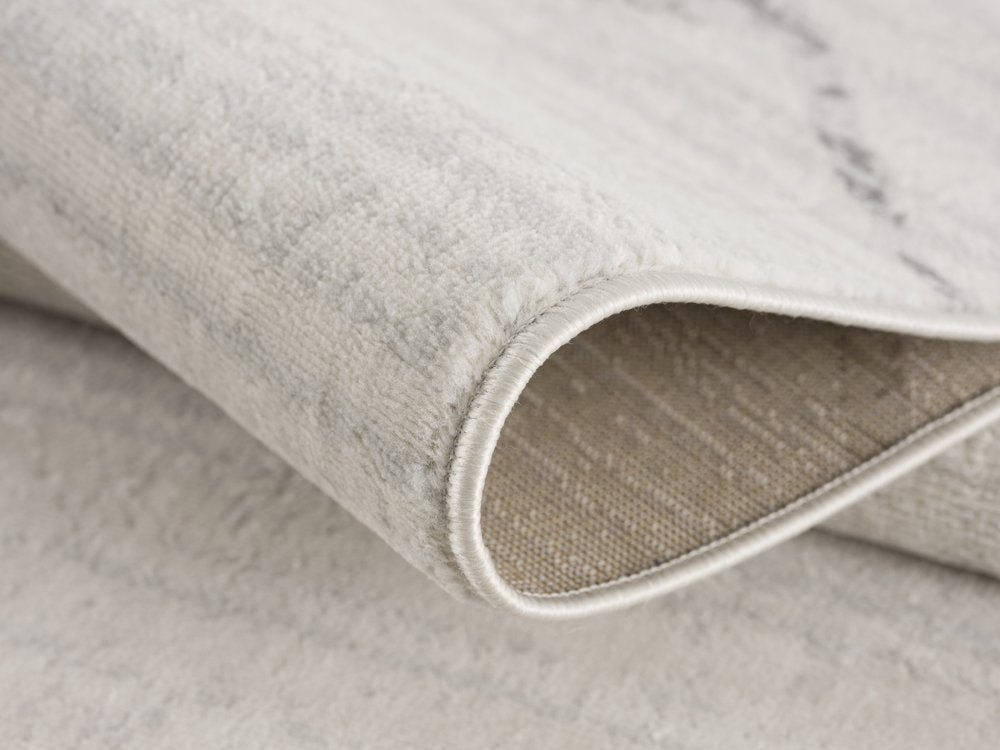 6' Gray And Ivory Geometric Runner Rug