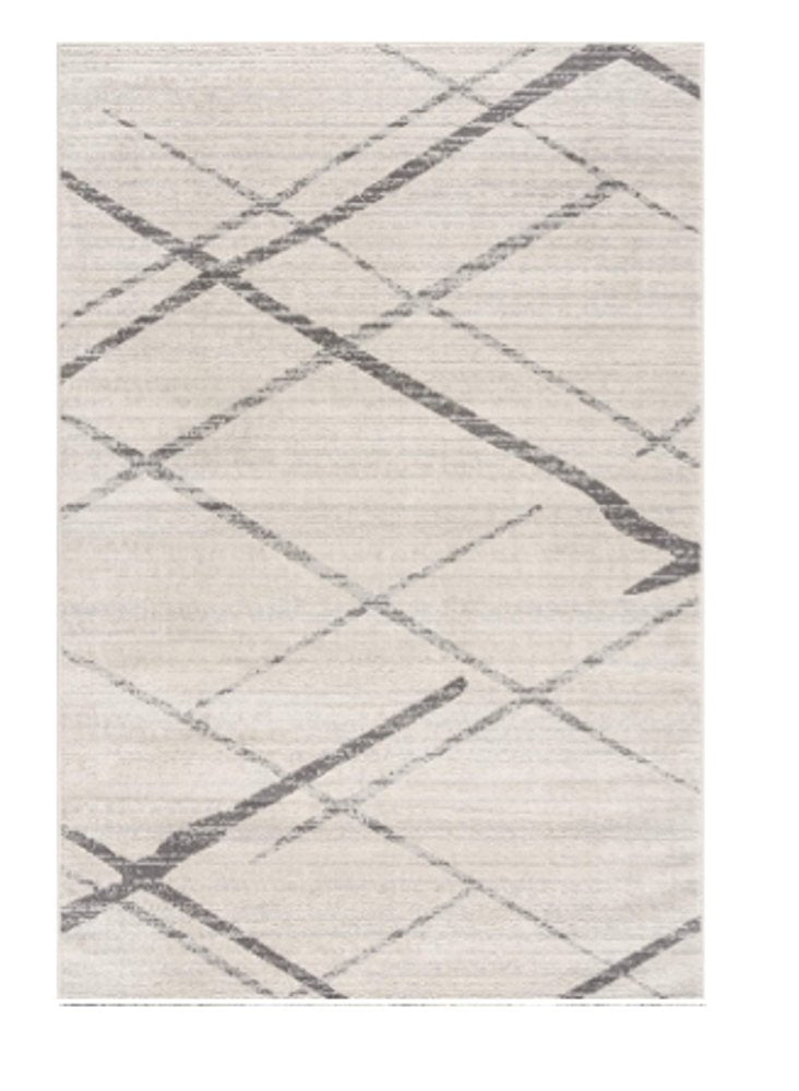 6' Gray And Ivory Geometric Runner Rug
