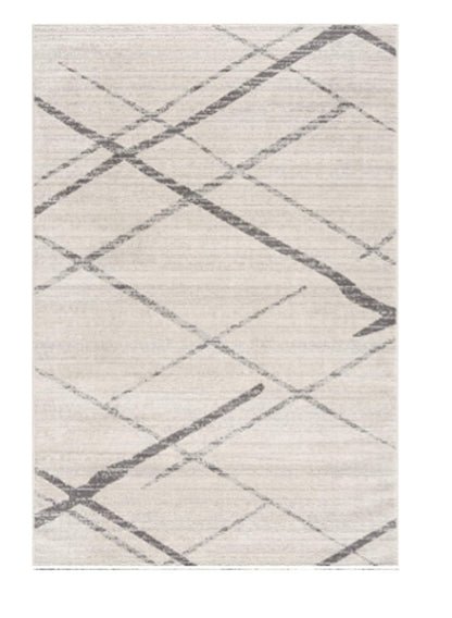 6' Gray And Ivory Geometric Runner Rug