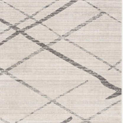 6' Gray And Ivory Geometric Runner Rug