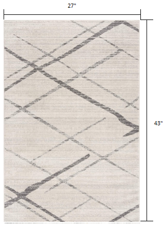 2' X 4' Gray and Ivory Geometric Area Rug