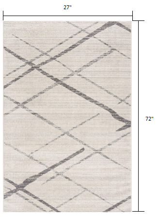 2' X 4' Gray and Ivory Geometric Area Rug