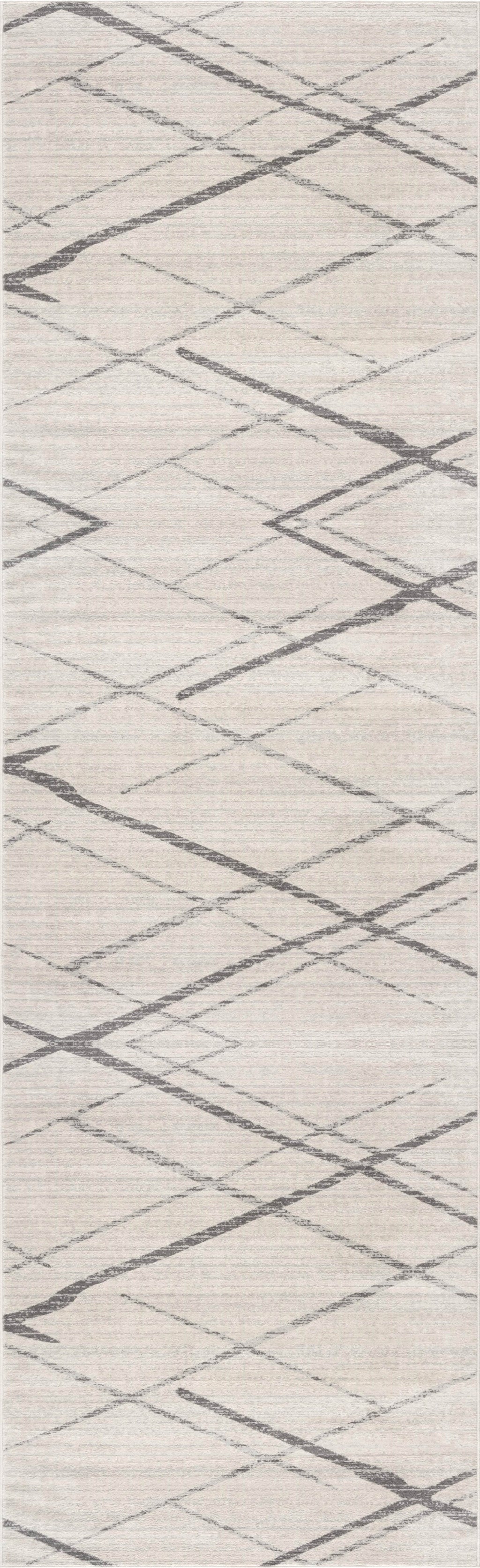 2' X 4' Gray and Ivory Geometric Area Rug