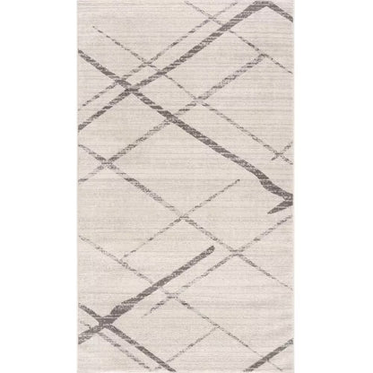 2' X 4' Gray and Ivory Geometric Area Rug