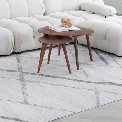 2' X 4' Gray and Ivory Geometric Area Rug