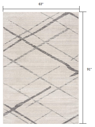 2' X 4' Gray and Ivory Geometric Area Rug