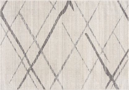 2' X 4' Gray and Ivory Geometric Area Rug