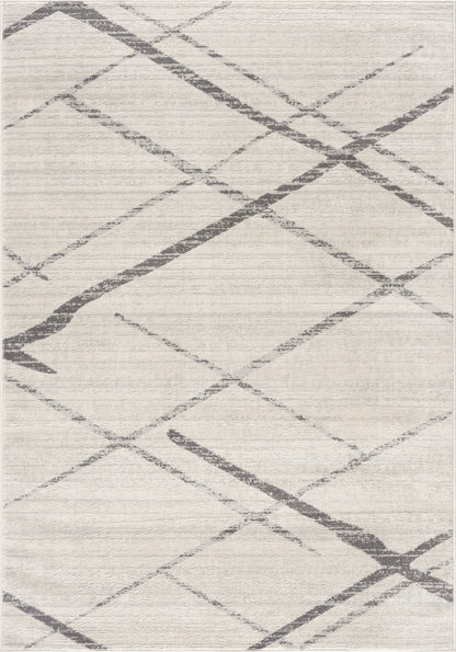 2' X 4' Gray and Ivory Geometric Area Rug