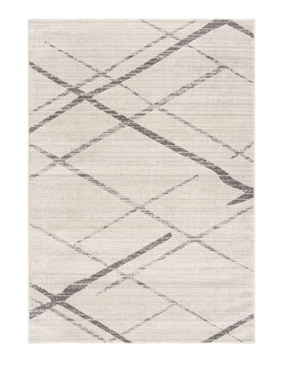 2' X 4' Gray and Ivory Geometric Area Rug