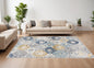 12' X 18' Blue and Yellow Floral Washable Non Skid Area Rug