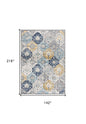12' X 18' Blue and Yellow Floral Washable Non Skid Area Rug
