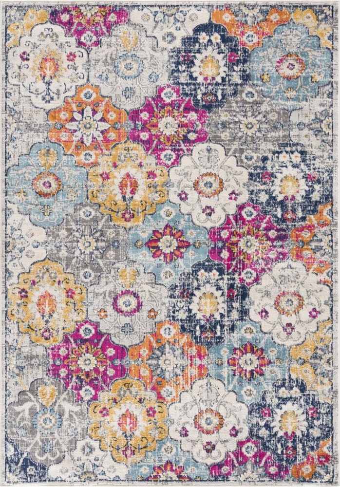 12' X 18' Rust Floral Washable Non Skid Area Rug