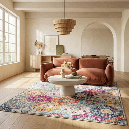 12' X 18' Rust Floral Washable Non Skid Area Rug