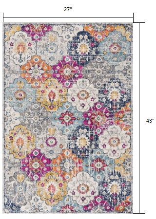 8' X 10' Blue and Ivory Floral Area Rug