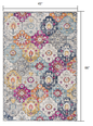 4' X 6' Blue and Ivory Floral Area Rug