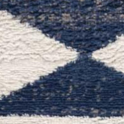 5' X 7' Blue and Ivory Southwestern Area Rug