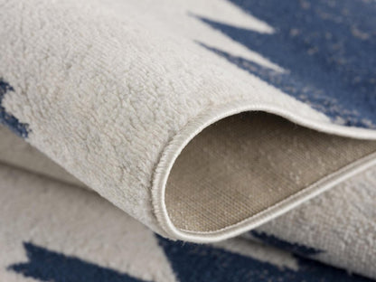 13' Blue And Ivory Southwestern Runner Rug