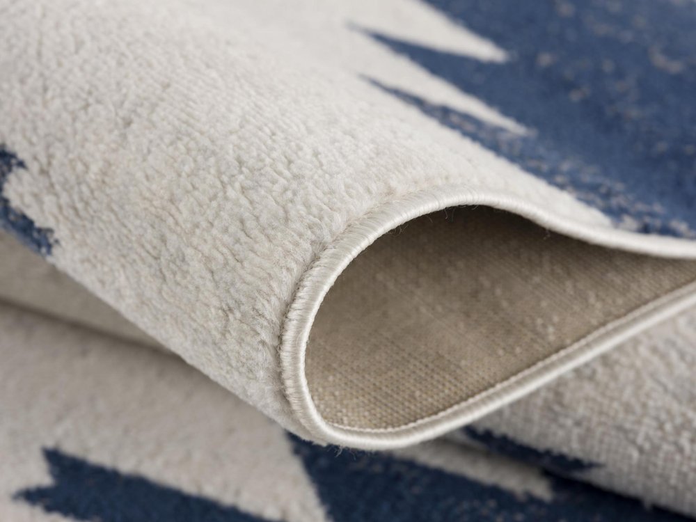 13' Blue And Ivory Southwestern Runner Rug