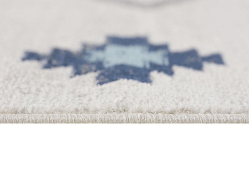 13' Blue And Ivory Southwestern Runner Rug