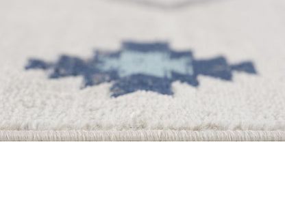 13' Blue And Ivory Southwestern Runner Rug
