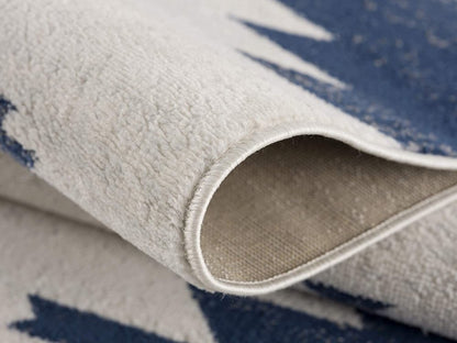 5' X 7' Blue and Ivory Southwestern Area Rug