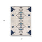 13' Blue And Ivory Southwestern Runner Rug